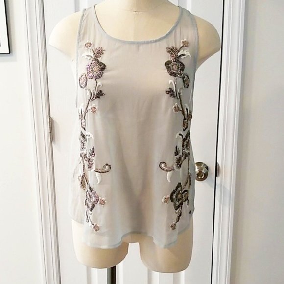 Abercrombie & Fitch Floral Beaded Tank Top - Picture 1 of 9